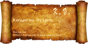 Kenyeres Vilmos névjegykártya
