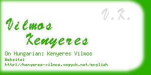 vilmos kenyeres business card